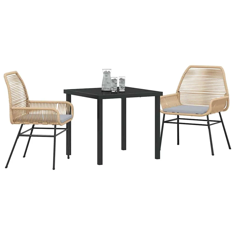 Ensemble de salle à manger pour jardin 3 pcs Marron polyrotin - 3