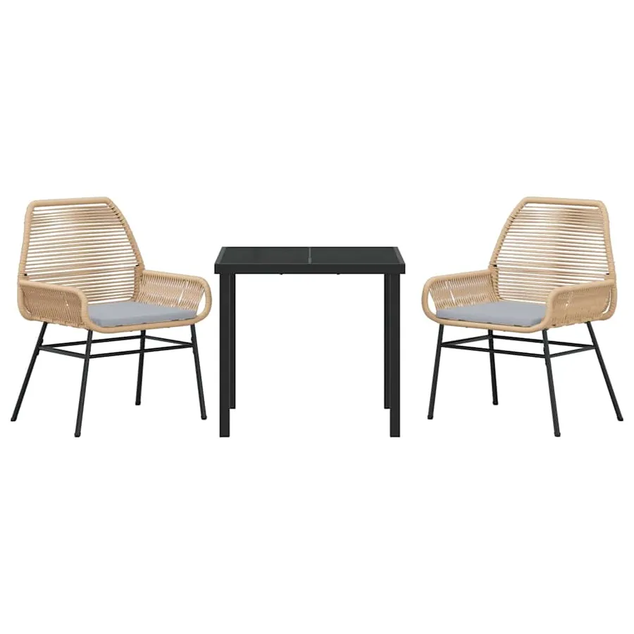 Ensemble de salle à manger pour jardin 3 pcs Marron polyrotin - 7