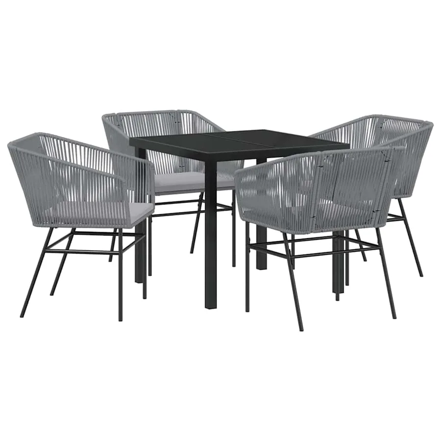 Ensemble de salle à manger pour jardin avec coussin 5 pcs Gris - 2
