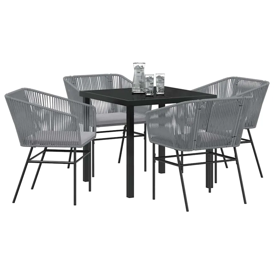 Ensemble de salle à manger pour jardin avec coussin 5 pcs Gris - 3