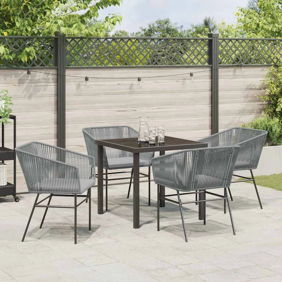 Ensemble de salle à manger pour jardin avec coussin 5 pcs Gris - 4