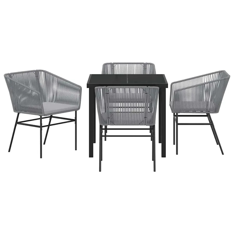 Ensemble de salle à manger pour jardin avec coussin 5 pcs Gris - 7