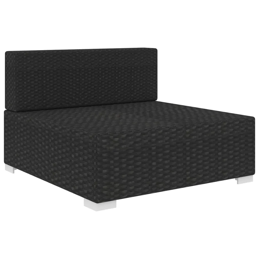 Siège central sectionnel 1 pc et coussins Résine tressée Noir - 2