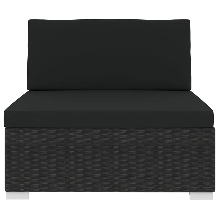 Siège central sectionnel 1 pc et coussins Résine tressée Noir - 3