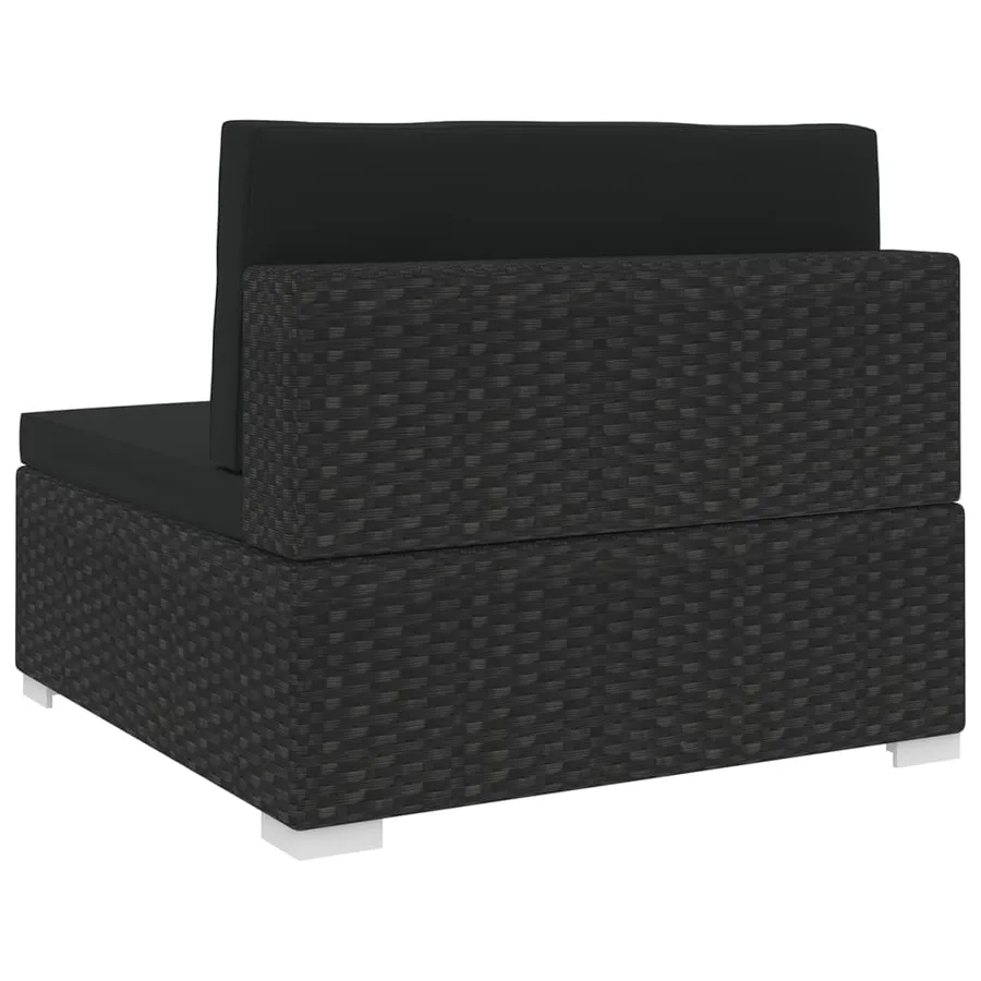 Siège central sectionnel 1 pc et coussins Résine tressée Noir - 4