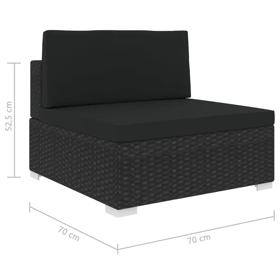 Siège central sectionnel 1 pc et coussins Résine tressée Noir - 5