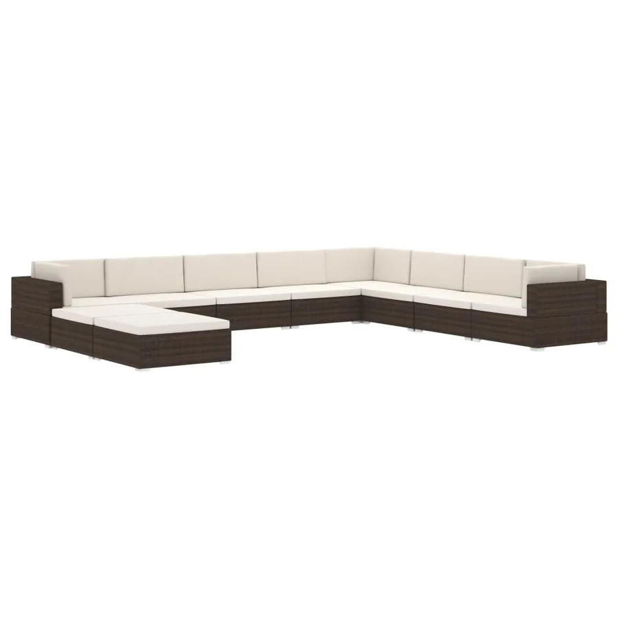Siège central sectionnel 1 pc et coussins Résine tressée Noir - 8