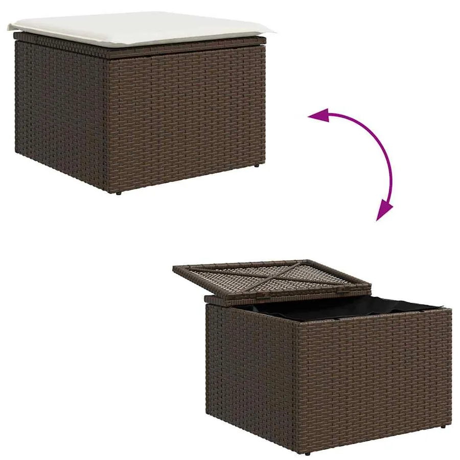 Ensemble de Canapés 4 pcs Marron et blanc polyrotin - 11