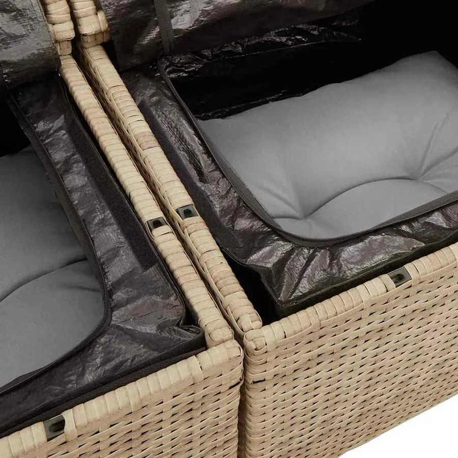 Ensemble de Canapés avec coussin 7 pcs Beige polyrotin - 9