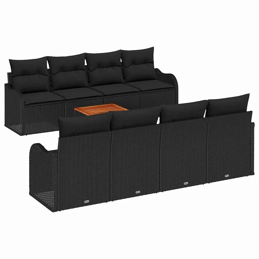 Ensemble de canapé de jardin avec stockage 9 pcs Noir polyrotin - 2