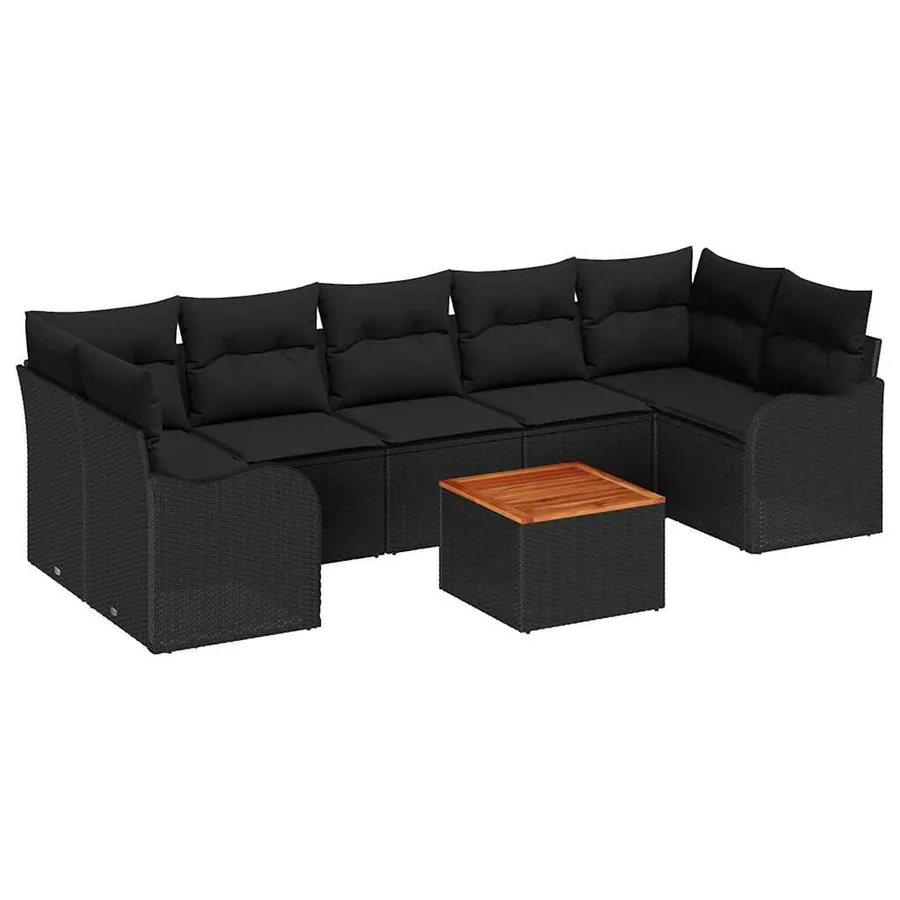 Ensemble de canapé de jardin avec stockage 8 pcs Noir polyrotin - 2
