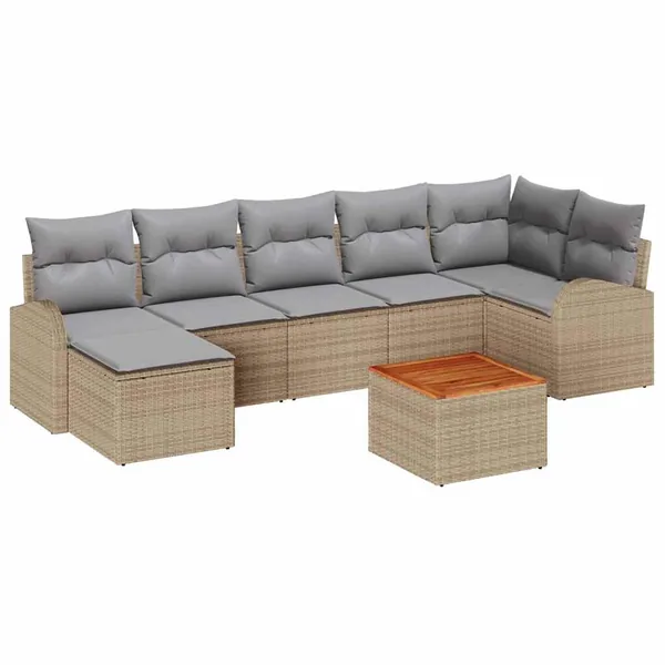 Ensemble de canapé de jardin 8 pcs Beige et Gris clair