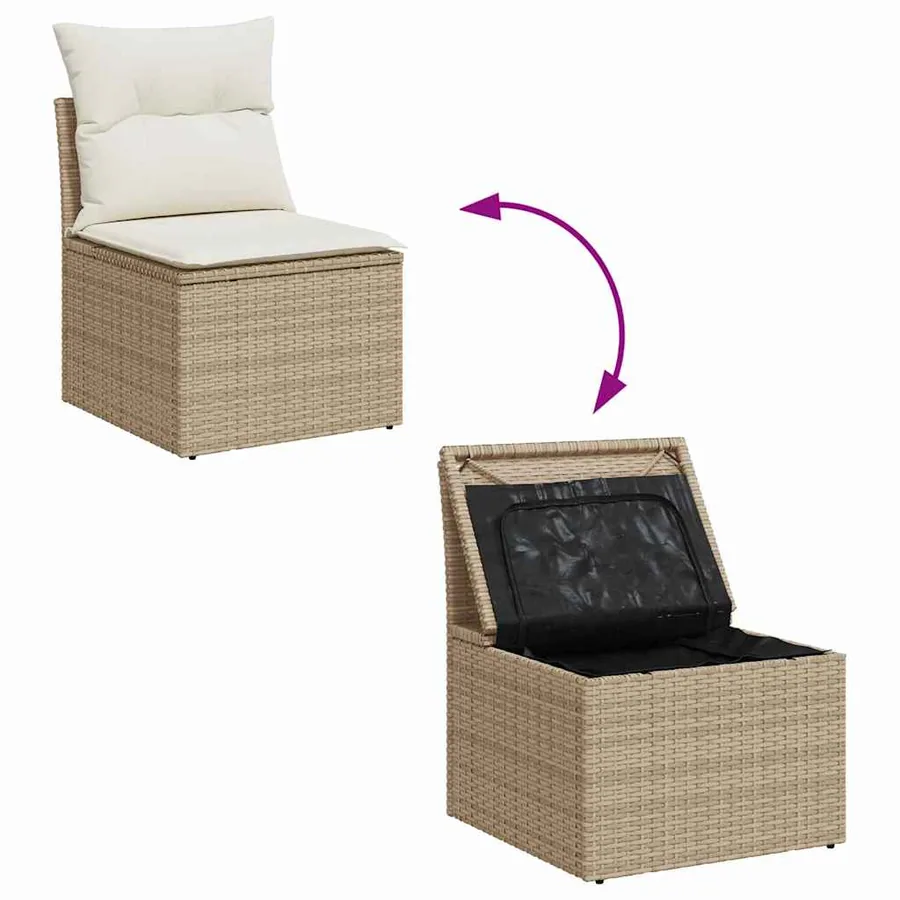 Ensemble de canapé de jardin 9 pcs Beige Poly rotin - 13
