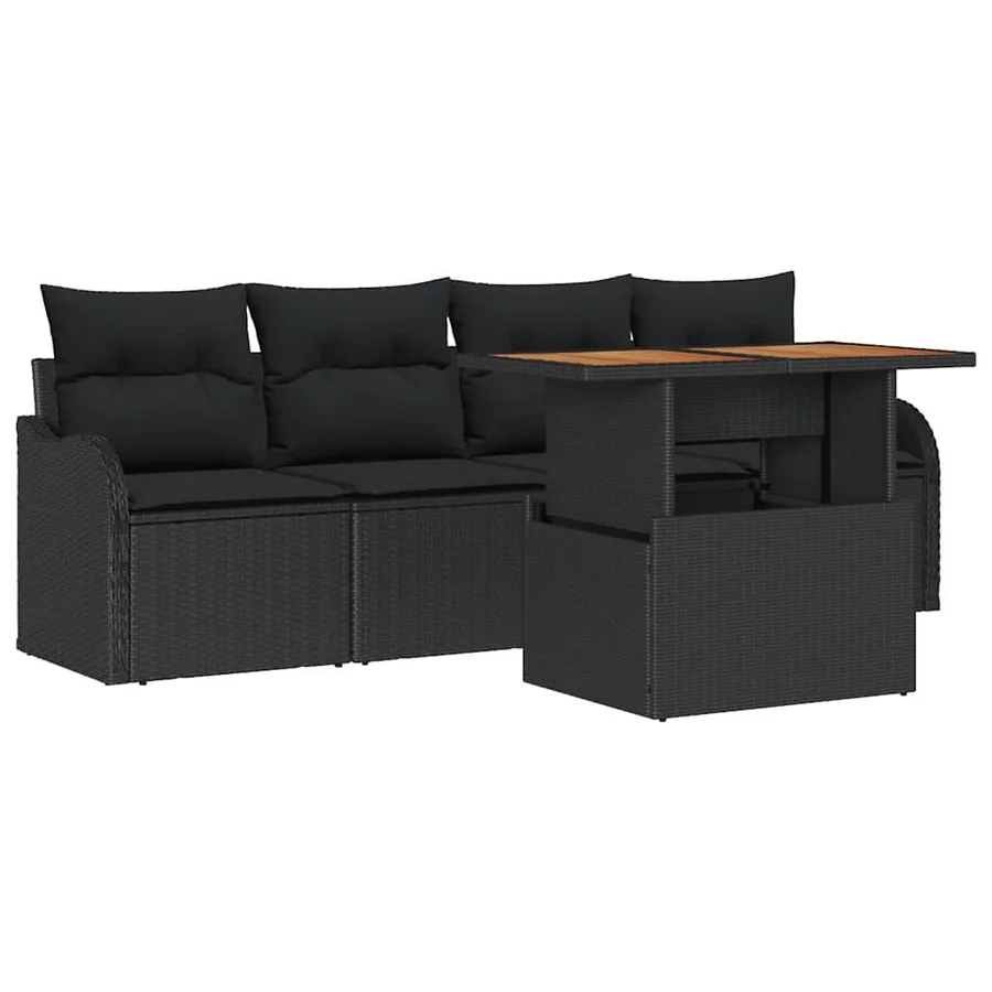 Ensemble de canapé de jardin avec stockage 5 pcs Noir polyrotin - 2