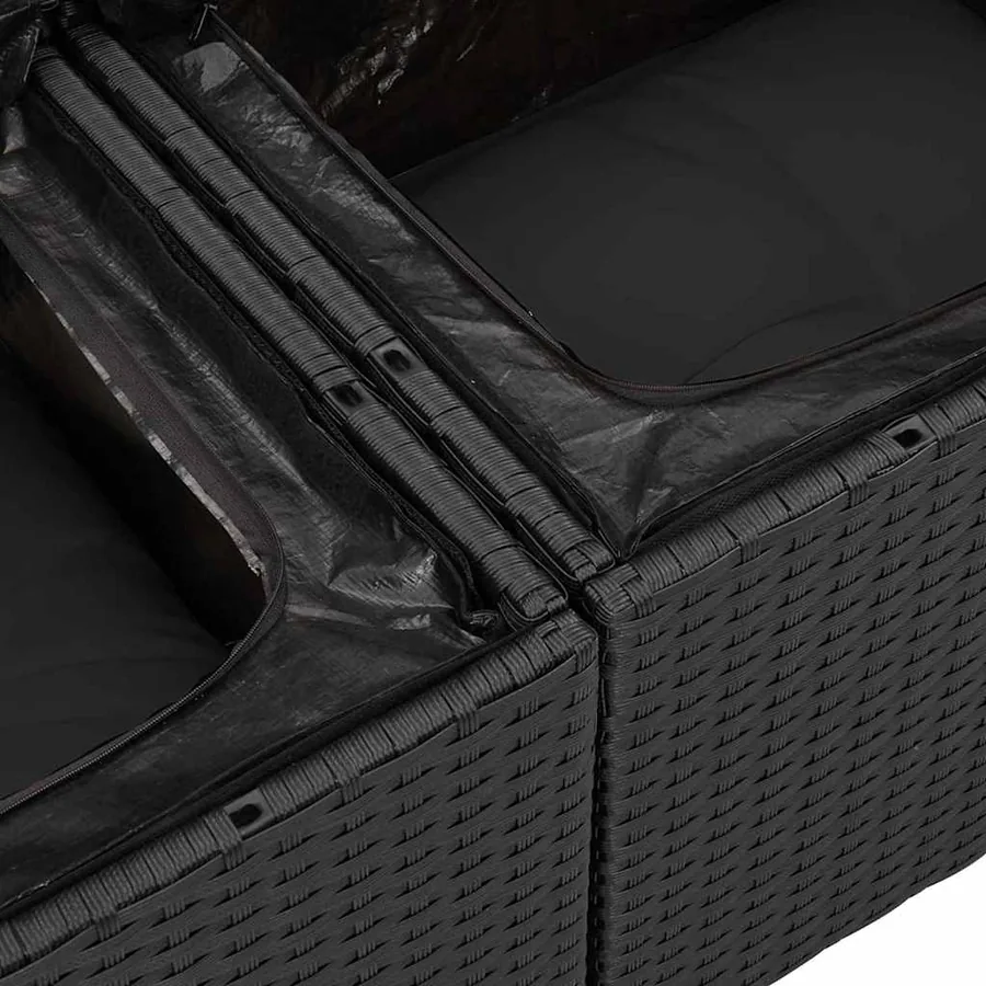 Ensemble de canapé de jardin 8 pcs Noir Poly rotin - 7