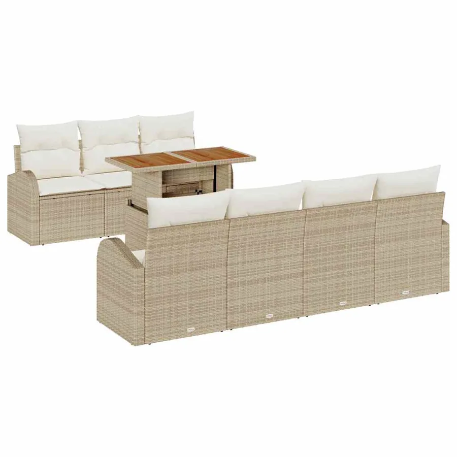Ensemble de canapé de jardin 8 pcs Beige Poly rotin - 2
