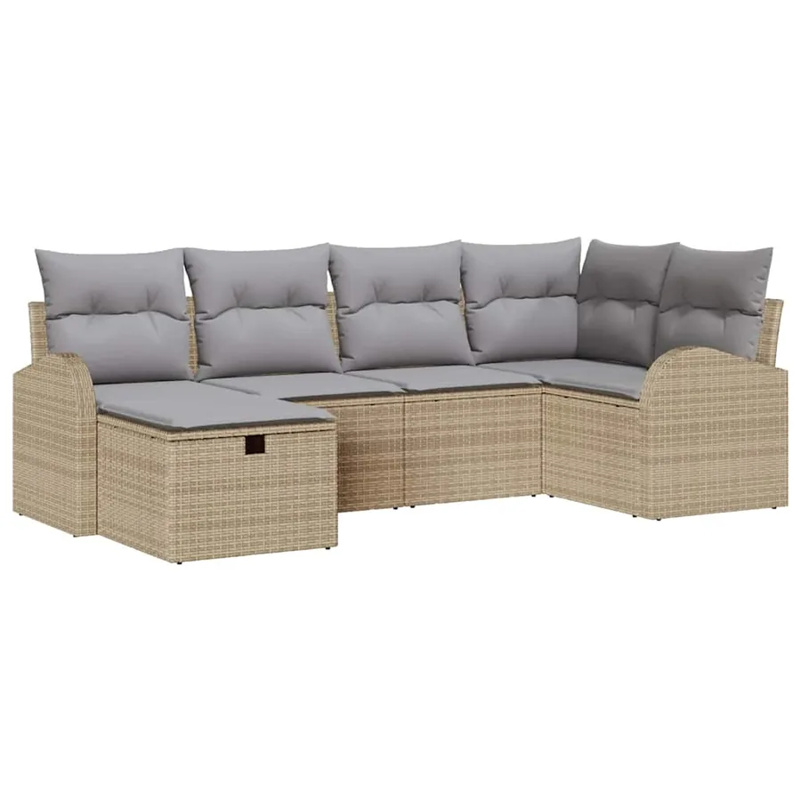 Ensemble de canapé de jardin 6 pcs Beige Poly rotin - 2