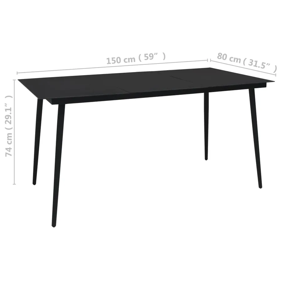 Ensemble à manger d'extérieur 5 pcs Rotin PVC Noir - 12