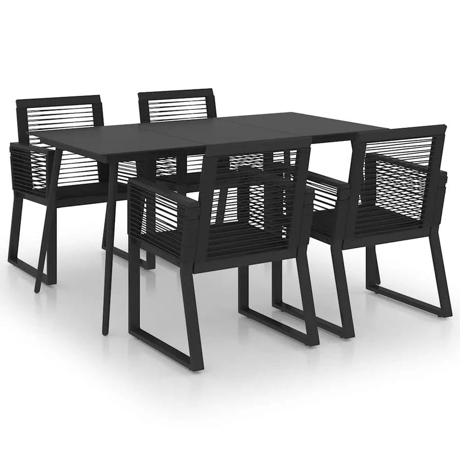 Ensemble à manger d'extérieur 5 pcs Rotin PVC Noir - 2