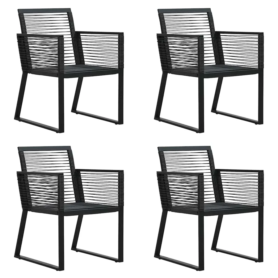 Ensemble à manger d'extérieur 5 pcs Rotin PVC Noir - 6