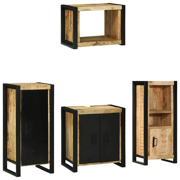 Ensemble de mobilier de salle de bain 4 pcs Bois Recyclé Solide