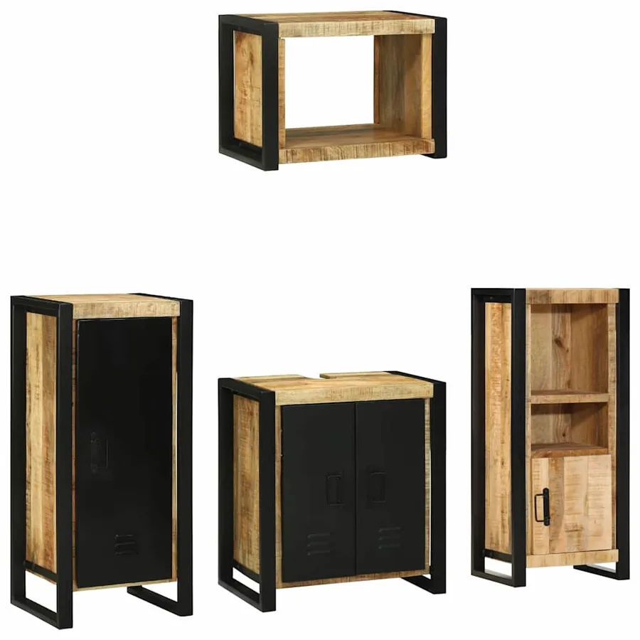 Ensemble de mobilier de salle de bain 4 pcs Bois Recyclé Solide - 10