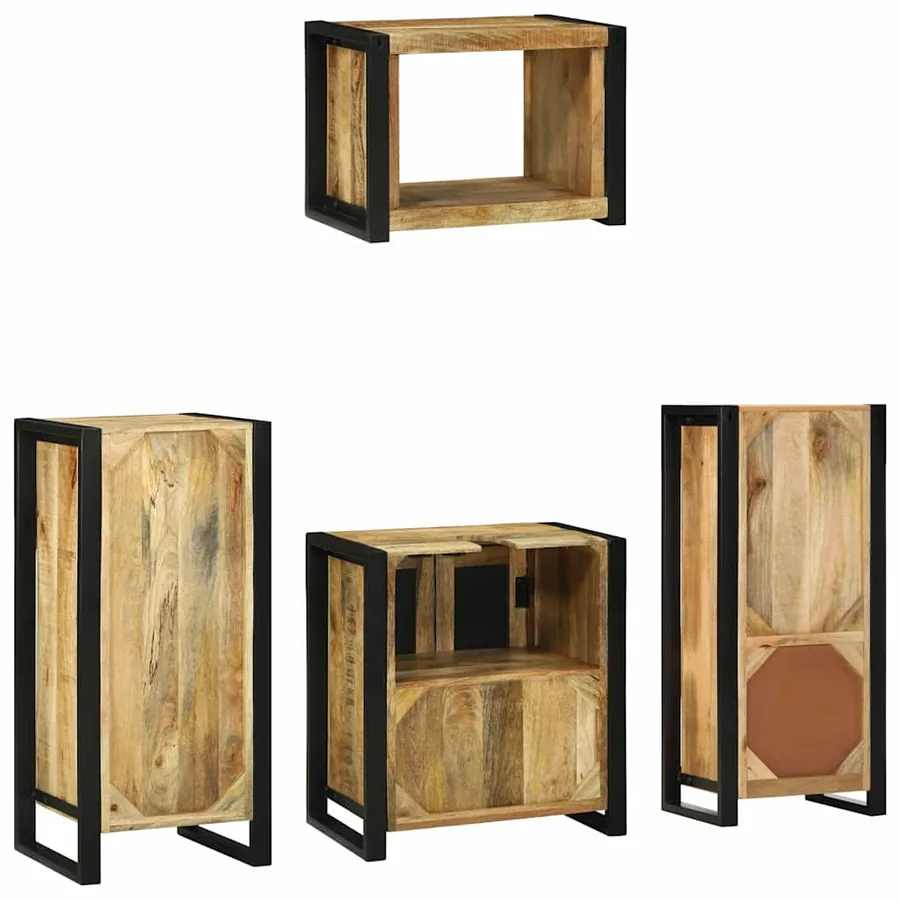 Ensemble de mobilier de salle de bain 4 pcs Bois Recyclé Solide - 9