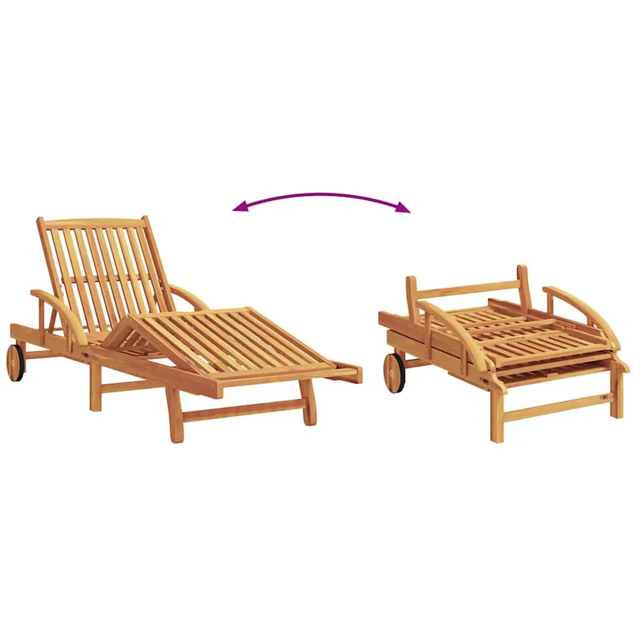 Transat 2 pcs Rouge Bois d'Acacia Massif - 11