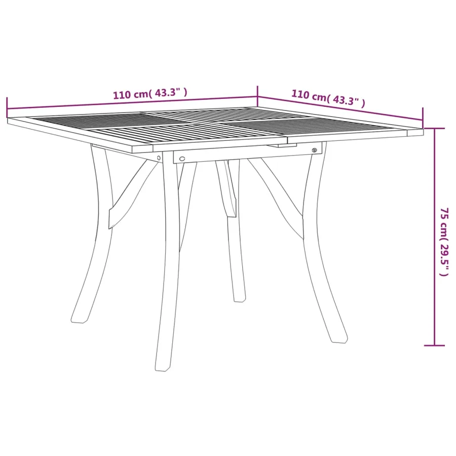 Table de jardin 110x110x75 cm Bois d'acacia solide - 6