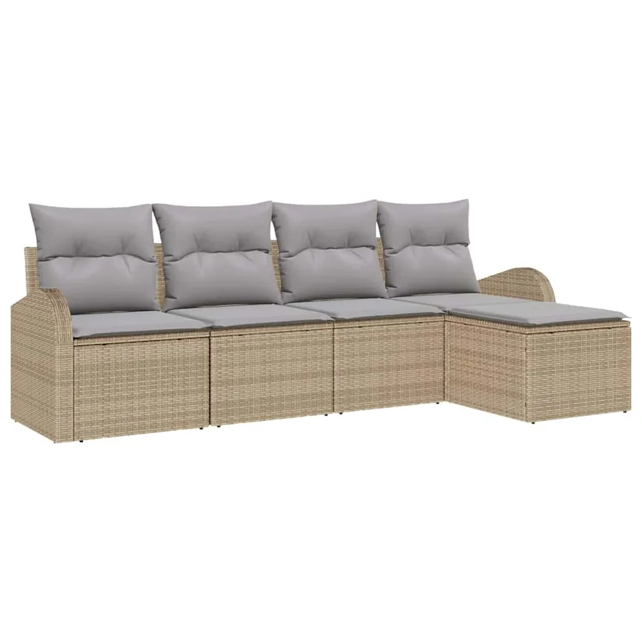 Ensemble de Canapés 5 pcs Beige et Gris clair polyrotin - 2