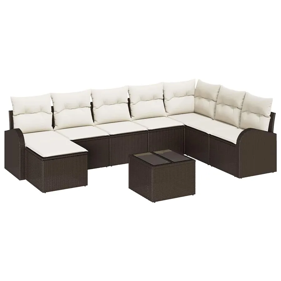 Ensemble de Canapés 9 pcs Marron et blanc polyrotin - 2