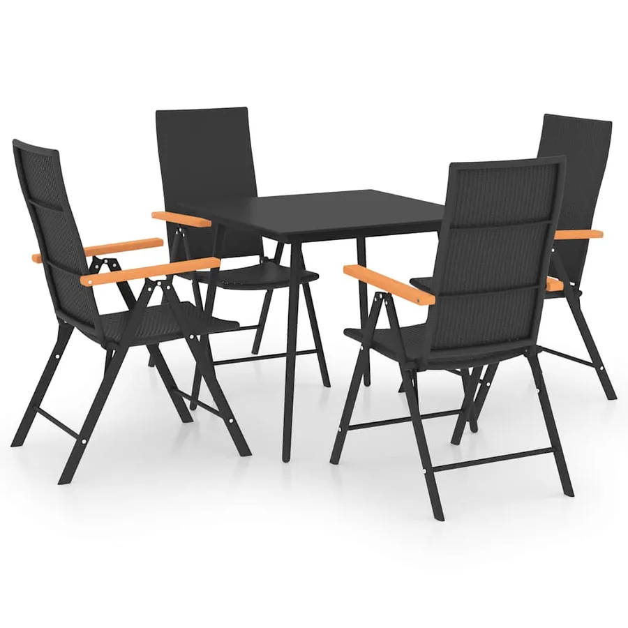 Ensemble à manger de jardin 5 pcs noir et marron - 2