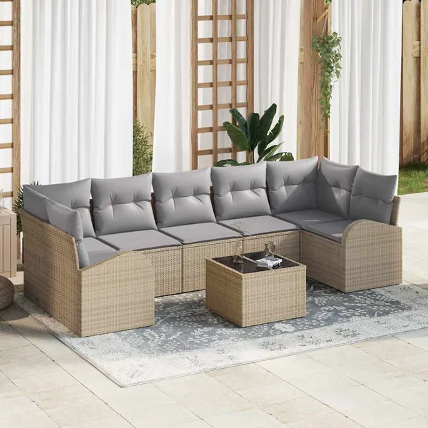 Ensemble de canapé de jardin Beige 55 x 55 x 37 cm polyrotin