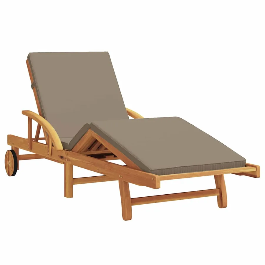 Transat Taupe 200 x 67 x 84 cm Bois d'Acacia Massif - 2
