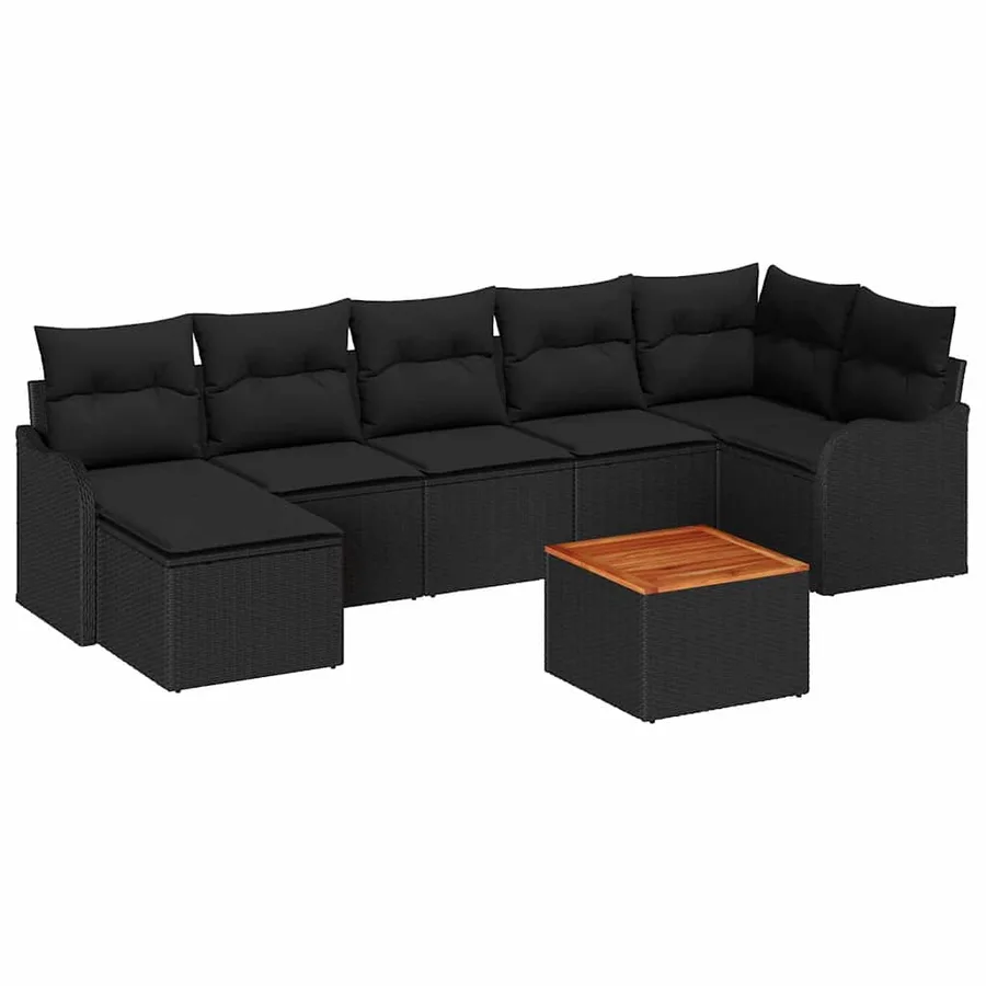 Ensemble de canapé de jardin avec stockage 8 pcs Noir polyrotin - 2