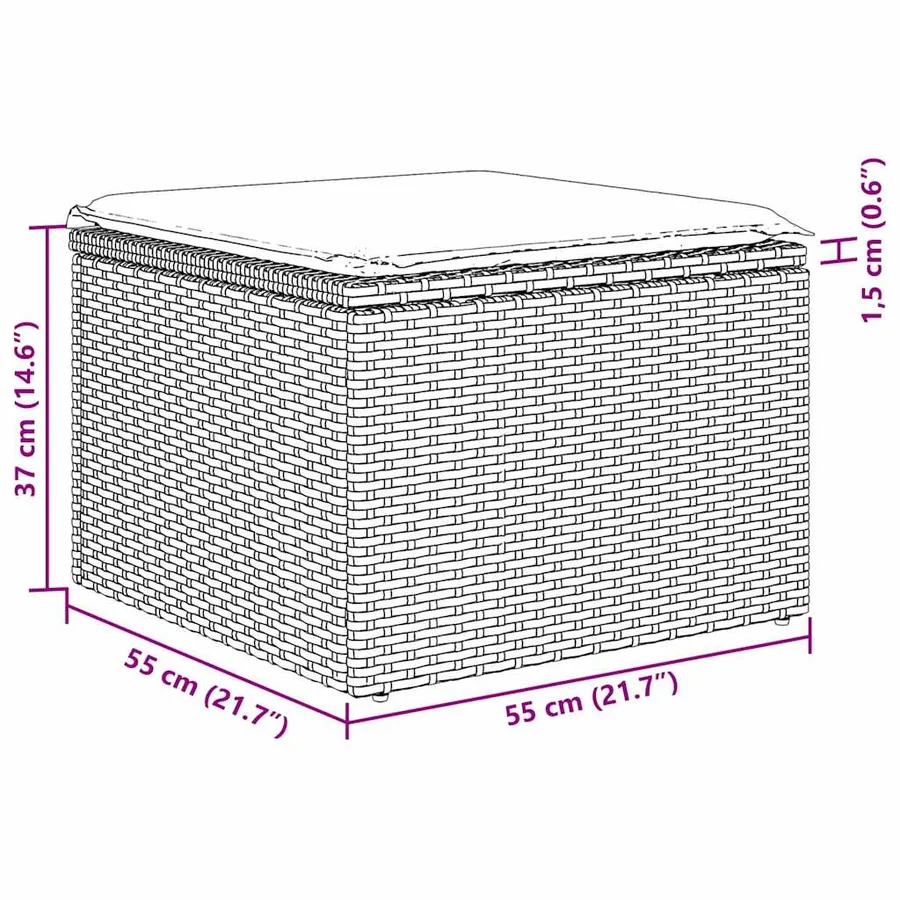 Ensemble de Canapés avec coussin 9 pcs Beige et blanc polyrotin - 18