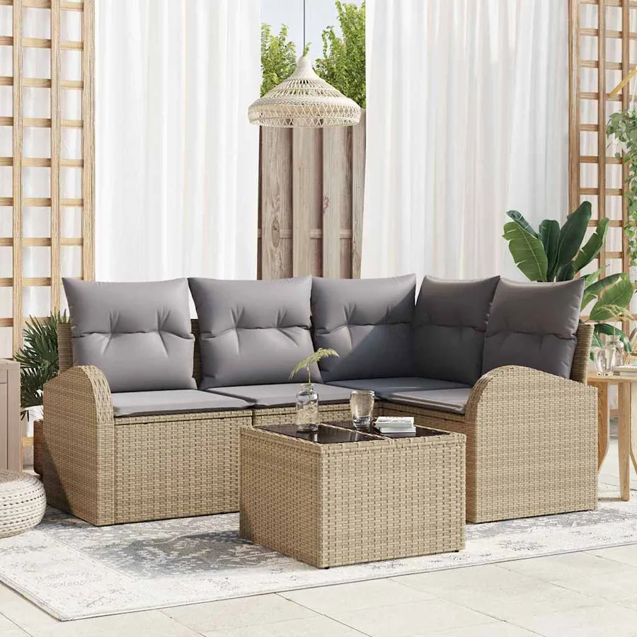 Ensemble de canapé de jardin Beige polyrotin