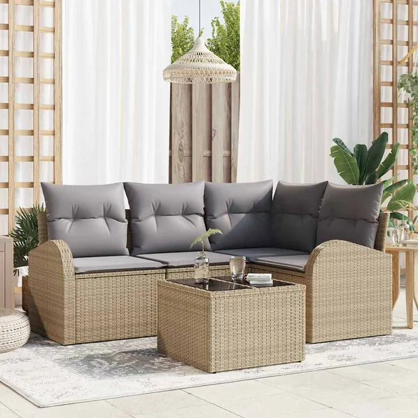 Ensemble de canapé de jardin Beige polyrotin