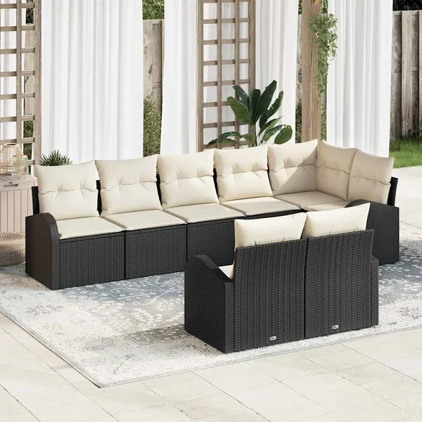 Ensemble de canapé de jardin 8 pcs polyrotin