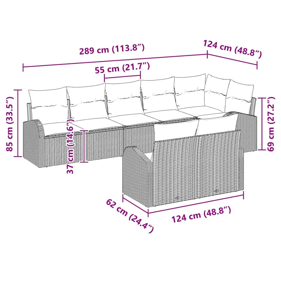 Ensemble de canapé de jardin 8 pcs polyrotin - 11