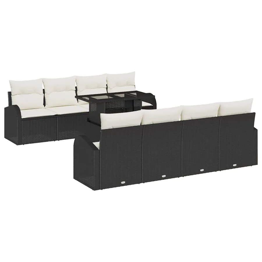 Ensemble de canapé de jardin avec coussin 7 pcs Noir Poly rotin - 2