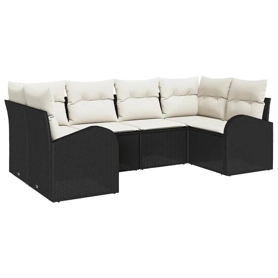 Ensemble de canapé de jardin 6 pcs Noir Poly Rattan - 2