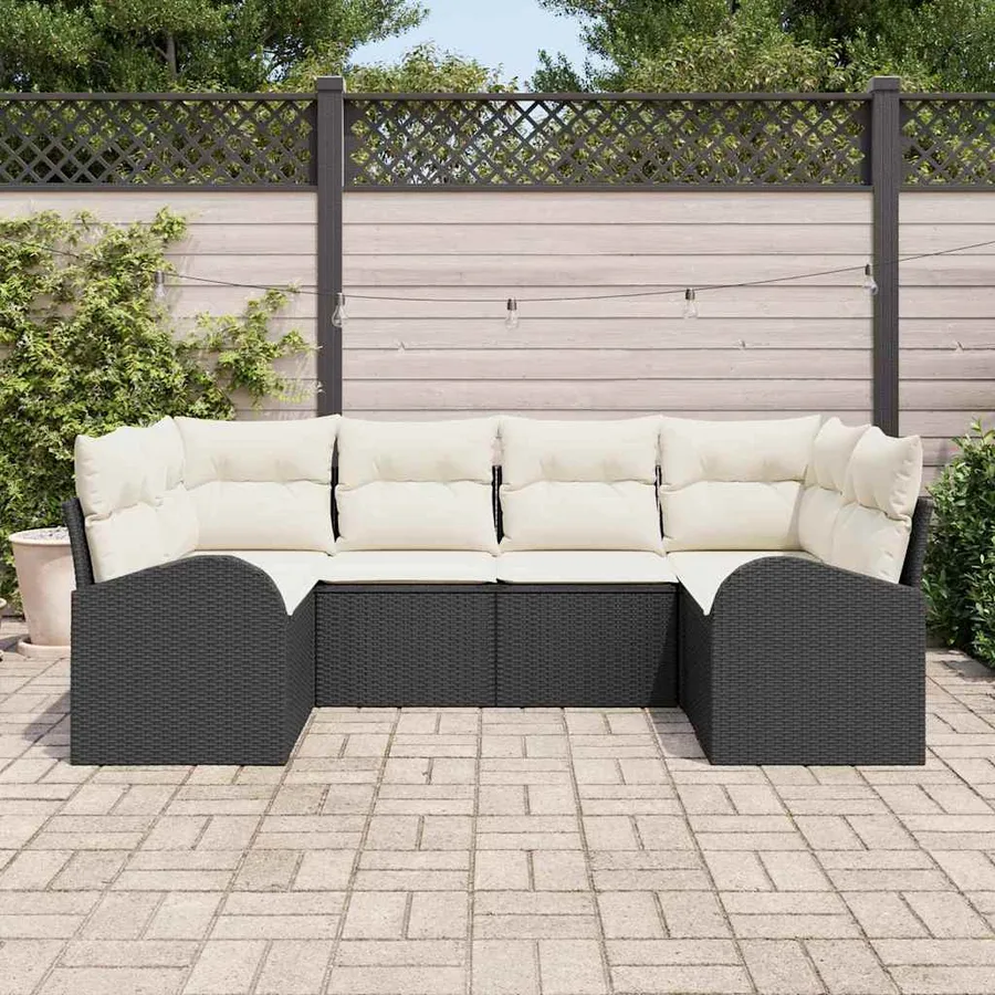 Ensemble de canapé de jardin 6 pcs Noir Poly Rattan - 3