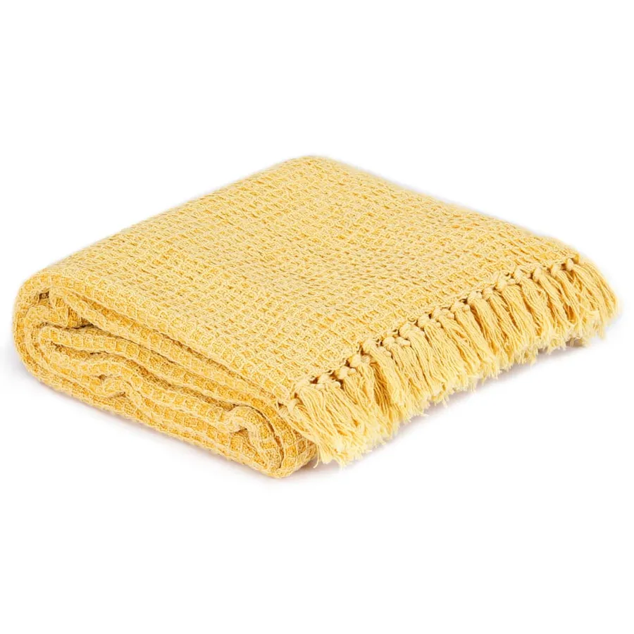 Couverture en coton 220 x 250 cm Jaune moutarde - 2