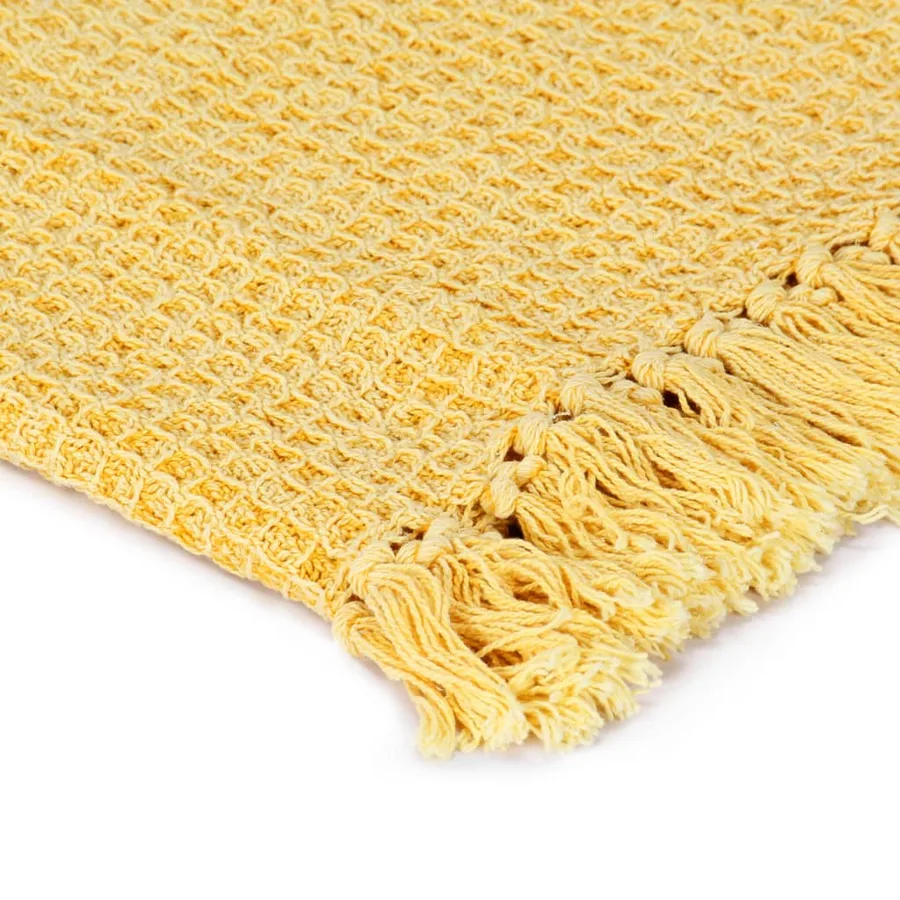 Couverture en coton 220 x 250 cm Jaune moutarde - 3