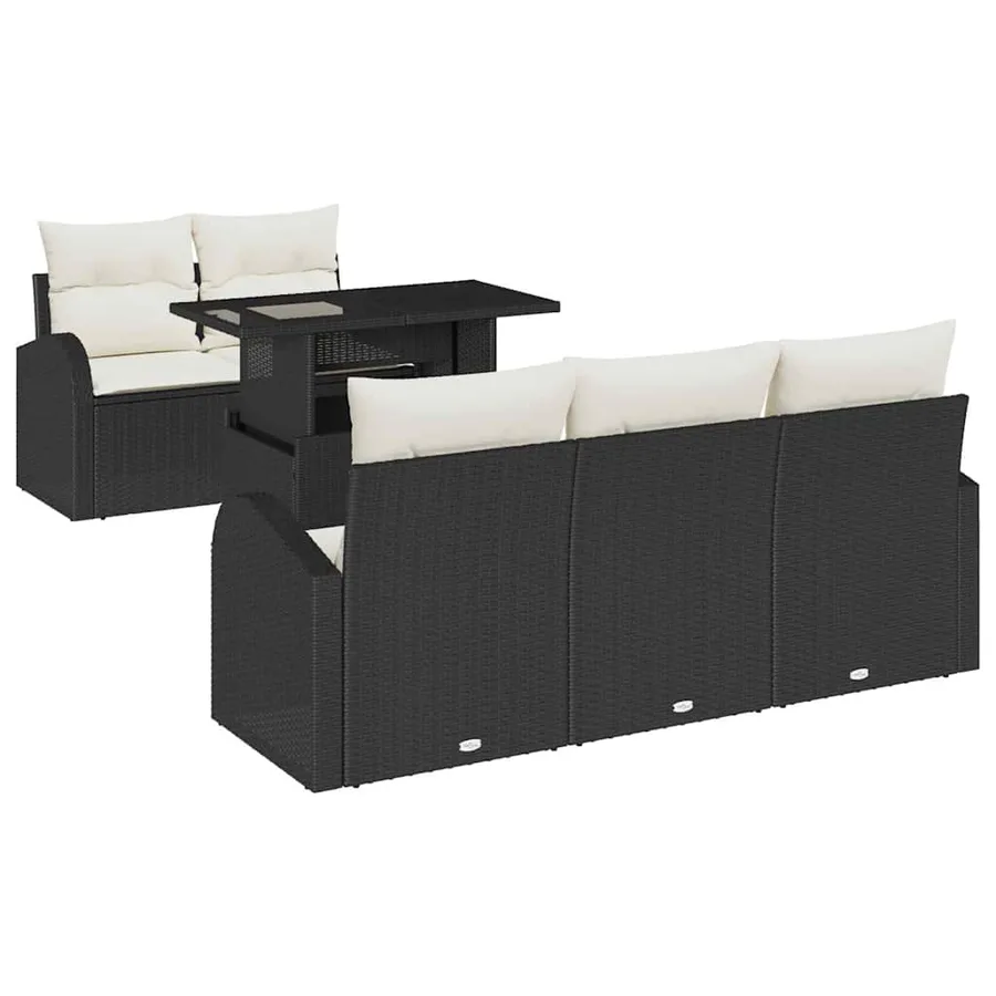 Ensemble de canapé de jardin avec coussin 6 pcs Noir polyrotin - 2