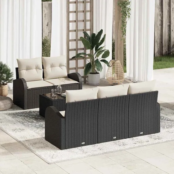 Ensemble de canapé de jardin Noir 55 x 55 x 37 cm polyrotin