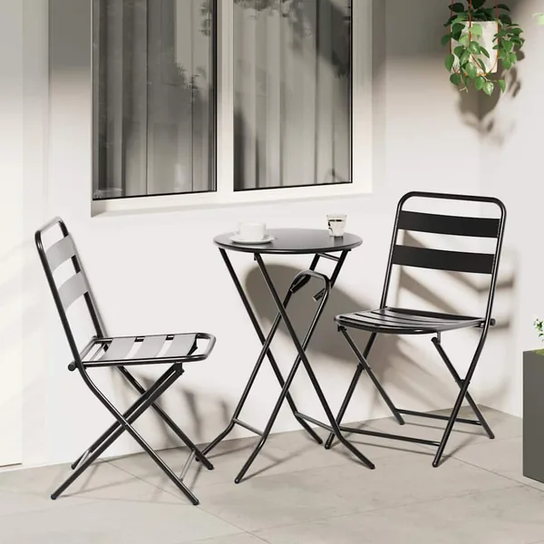 Ensemble bistro de jardin 3 pcs Anthracite Acier