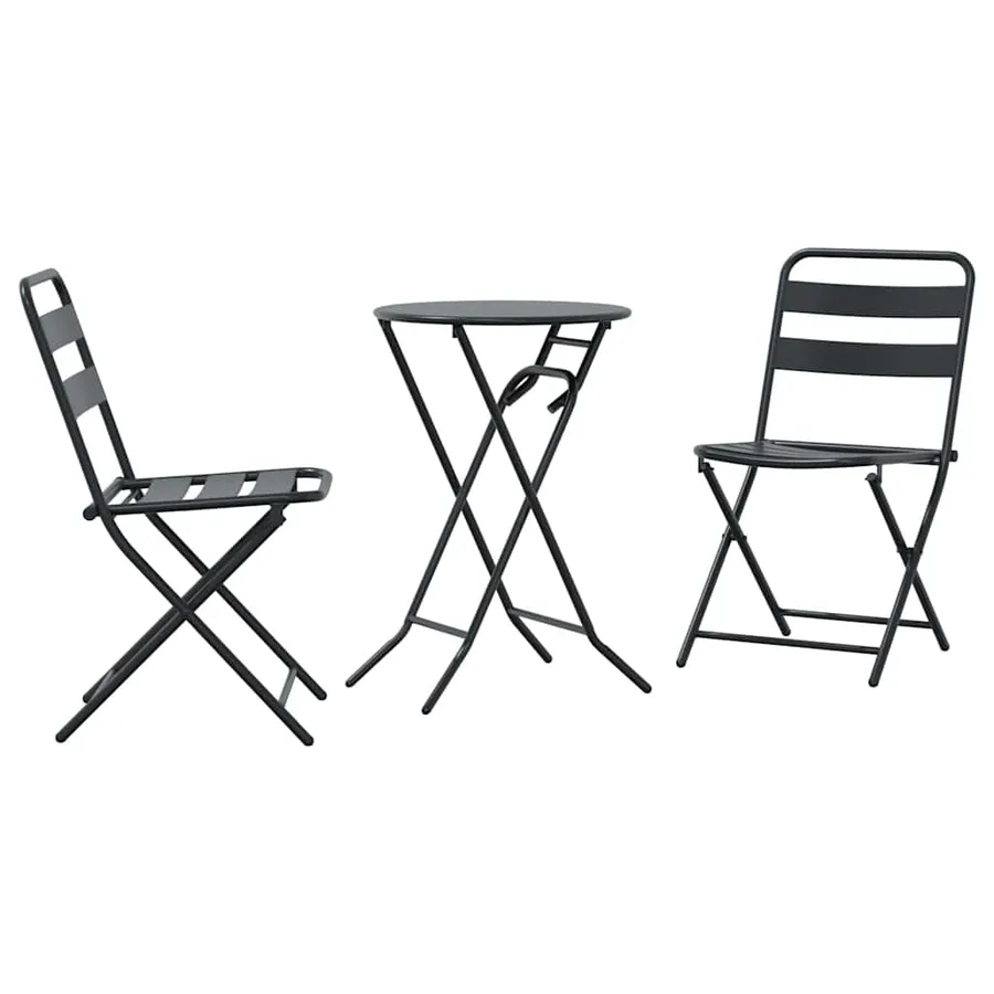 Ensemble bistro de jardin 3 pcs Anthracite Acier - 2