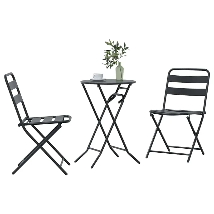Ensemble bistro de jardin 3 pcs Anthracite Acier - 3